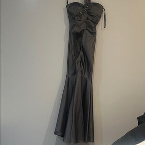 Elegant gunsmoke diagonal Strap Evening Gown